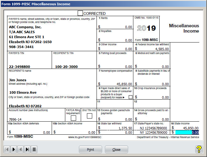 Irs 1099 Misc Template